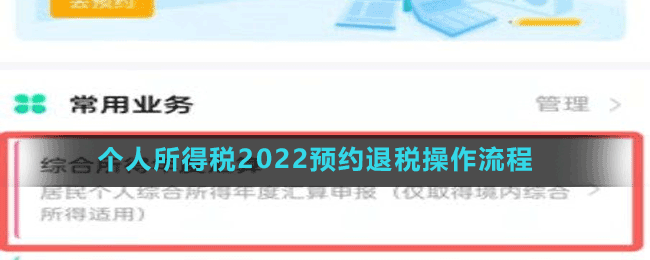 个人所得税2022预约退税操作流程